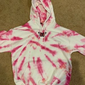 Customized tye dye pink hoodie
